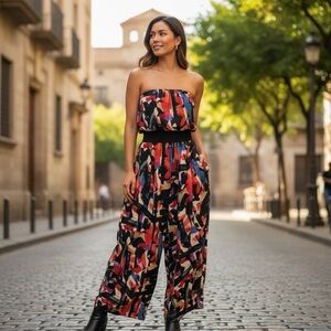 New York and Company Multi Colored Off the Shoulders Romper/Jumpsuit size XXL